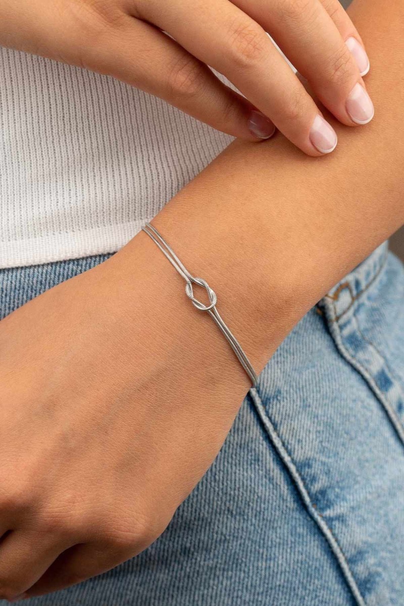 925 Ayar Gümüş Düğüm Bileklik Silver